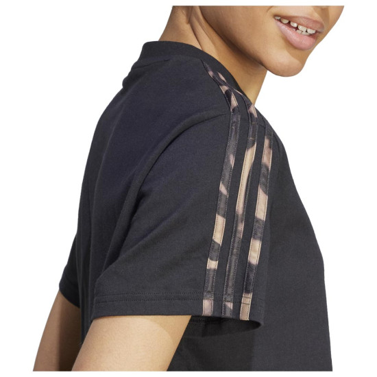 Adidas Γυναικεία κοντομάνικη μπλούζα Vibrant Print 3-Stripes Crop Tee